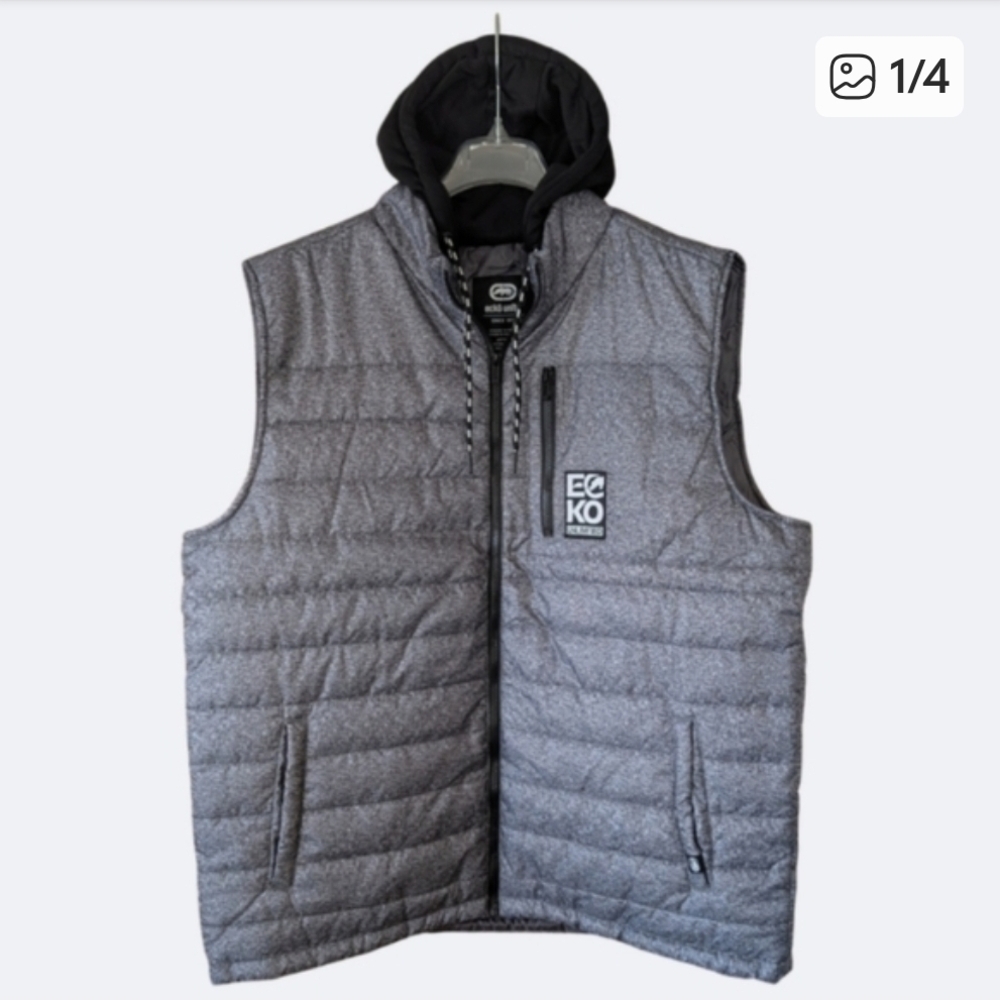 Ecko Unlimited Charcoal Quilted Vest NEW